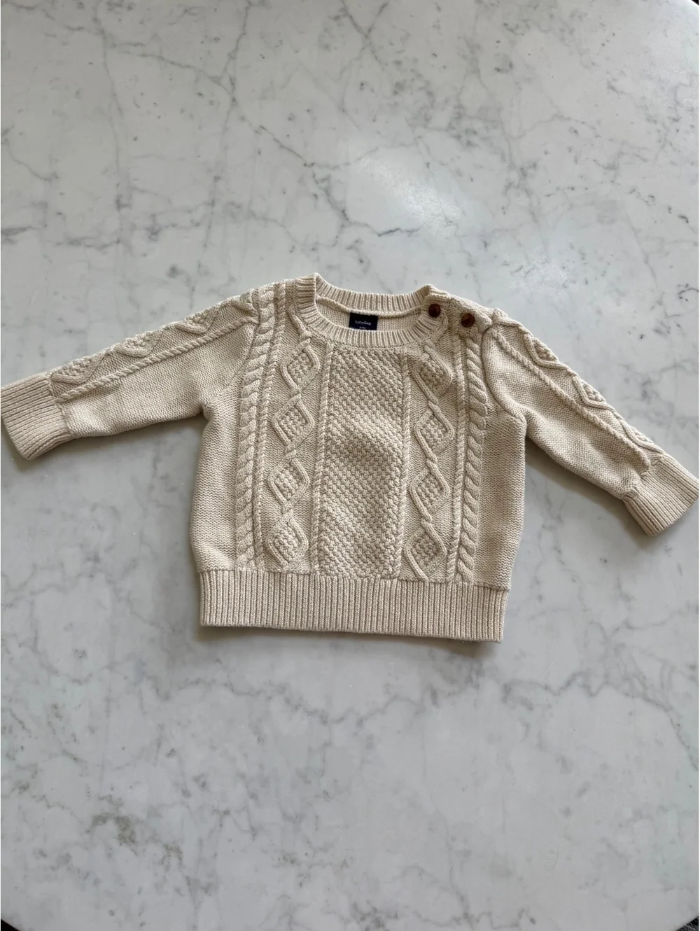 Baby Gap Cream Cable Knit Cotton Sweater 6-12 Months